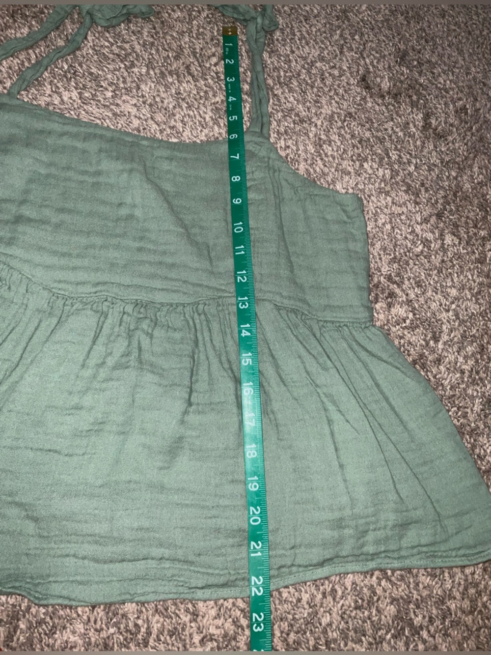 Old Navy Olive Green Tie-Strap Crinkle Cotton Peplum Camisole Top Large - Picture 7 of 7